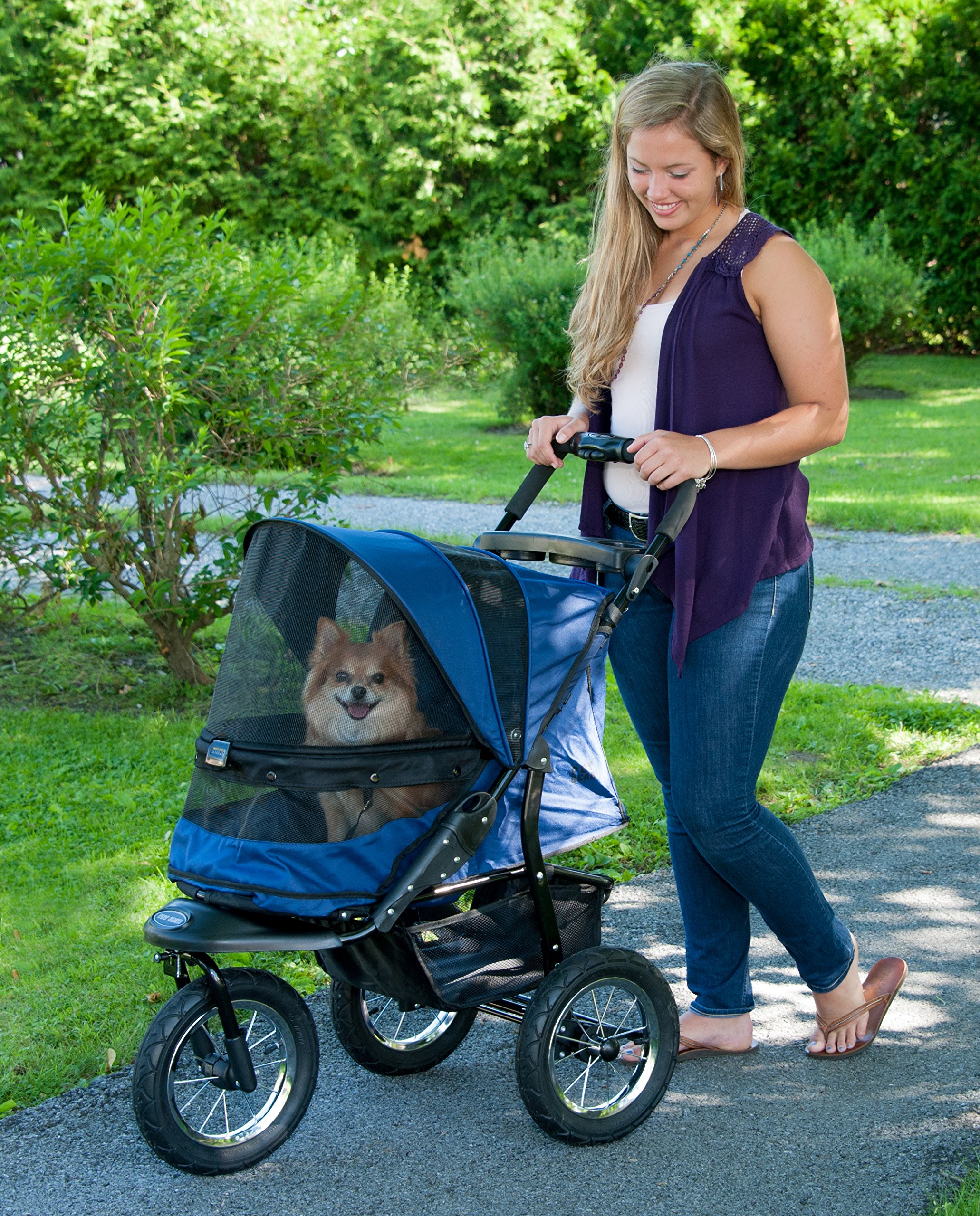 Pet Gear No-Zip Jogger Pet Stroller for Cats/Dogs, Navy Zipperless Entry, Airless Tires, Easy One-Hand Fold, Cup Holder + Storage Basket - Image 2