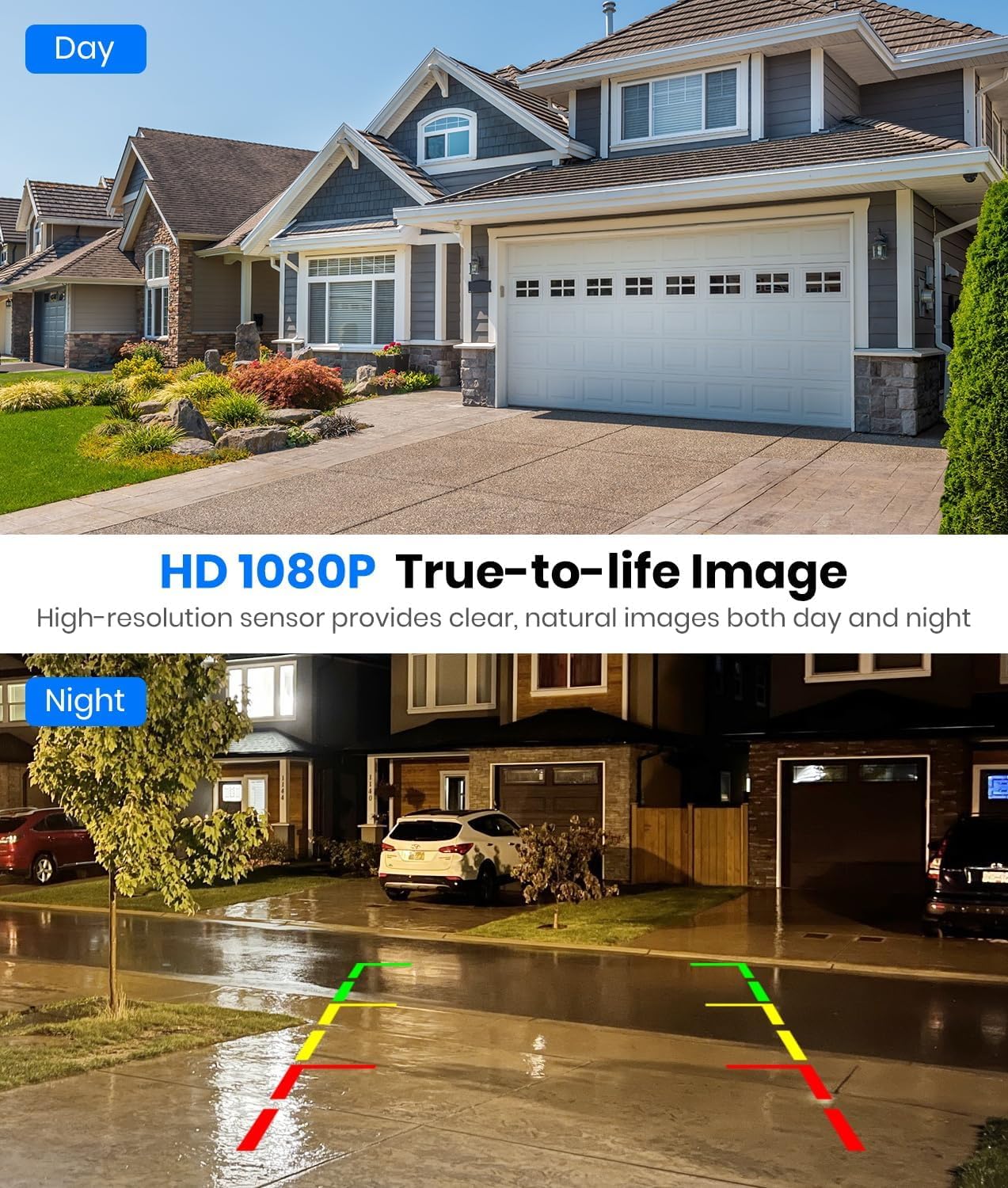 AUTO-VOX Solar Wireless Backup Camera: 5" 1080P Monitor, 2 Min Easy Install 2 Split Screen & 5000mAh Battery Back Up Camera, IP69K Waterproof Reverse Camera for Car, Van, SUV, Truck, Trailer - Image 4