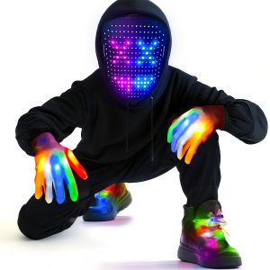 3 Set Halloween Gesture Sensing LED Mask Glow Skeleton Gloves & Shoelaces Light up Costume Set, Halloween Costumes, Cool Stuff, Gifts for Teens, Gift Ideas for Birthday Christmas New Year's Eve