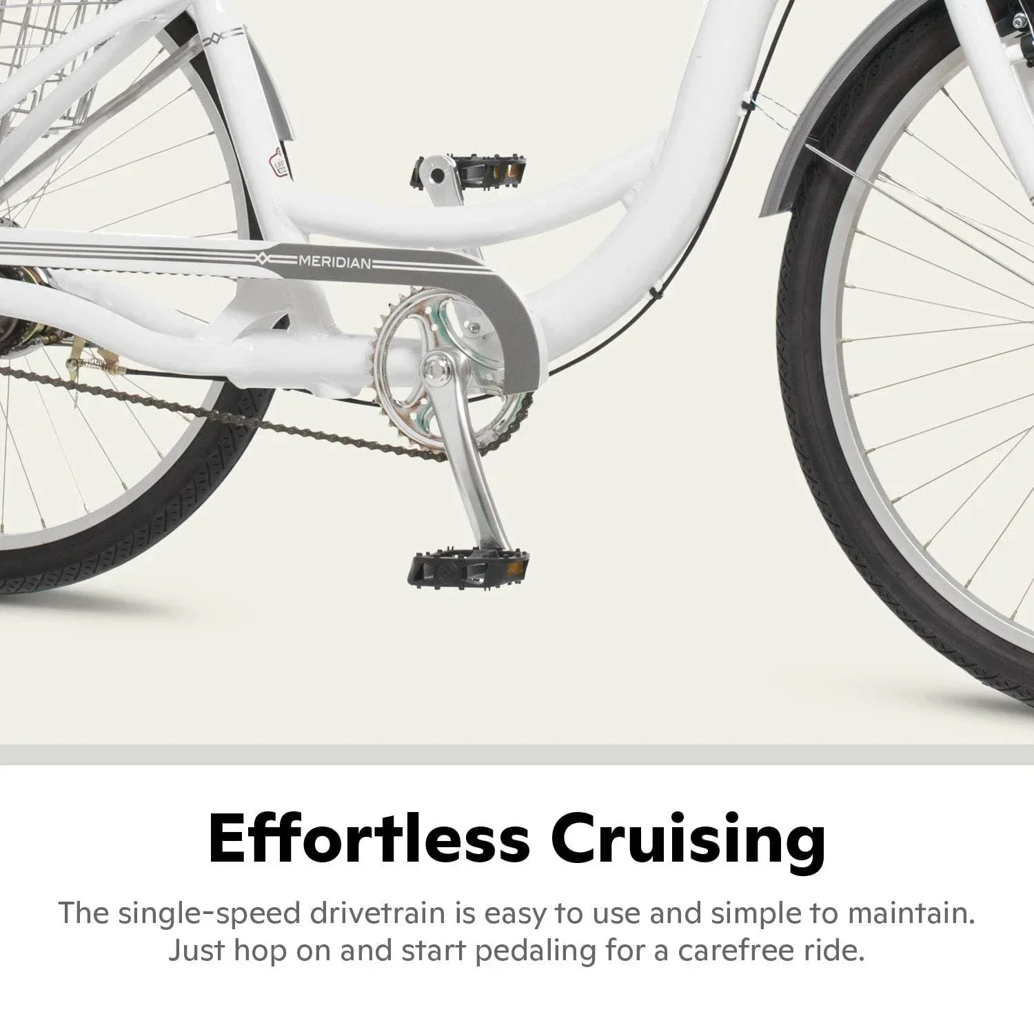 2025 Schwinn Meridian Adult Tricycle Bike Mens and Womens Three Wheel Beach Cruiser 26-inch Wheels Low Step-Through Frame Wide Seat Rear Folding Basket Sin - Image 4