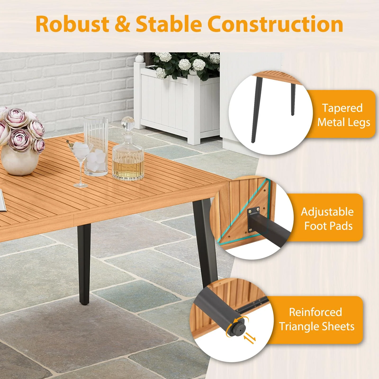 Tangkula 7 Pieces Patio Dining Table Set for Garden - Image 6