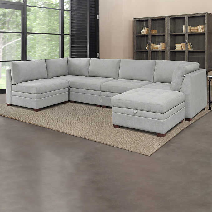 Thomasville Tisdale Fabric Sectional with Storage Ottoman - Image 14