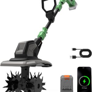 WORKPROX 20V Cordless Tiller Cultivator, 4&times;12 Durable Steel Tines, 8-Inch Wide & Deep Garden Rototiller, 4.0Ah Battery Powered, Electric Cultivator for Soil, Lawn & Garden