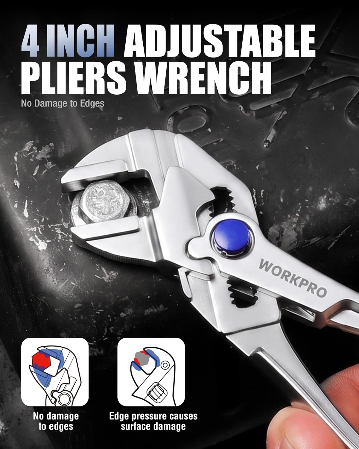 WORKPRO 4-Piece Mini Pliers Set with Pouch, Includes 4-Inch Plier Wrench & Slip Joint & Water Pump Pliers & 4.5-Inch Long Nose Slip Joint Plier, Adjustable Pliers/Pocket Plier/EDC Tool Gift for Man - Image 5