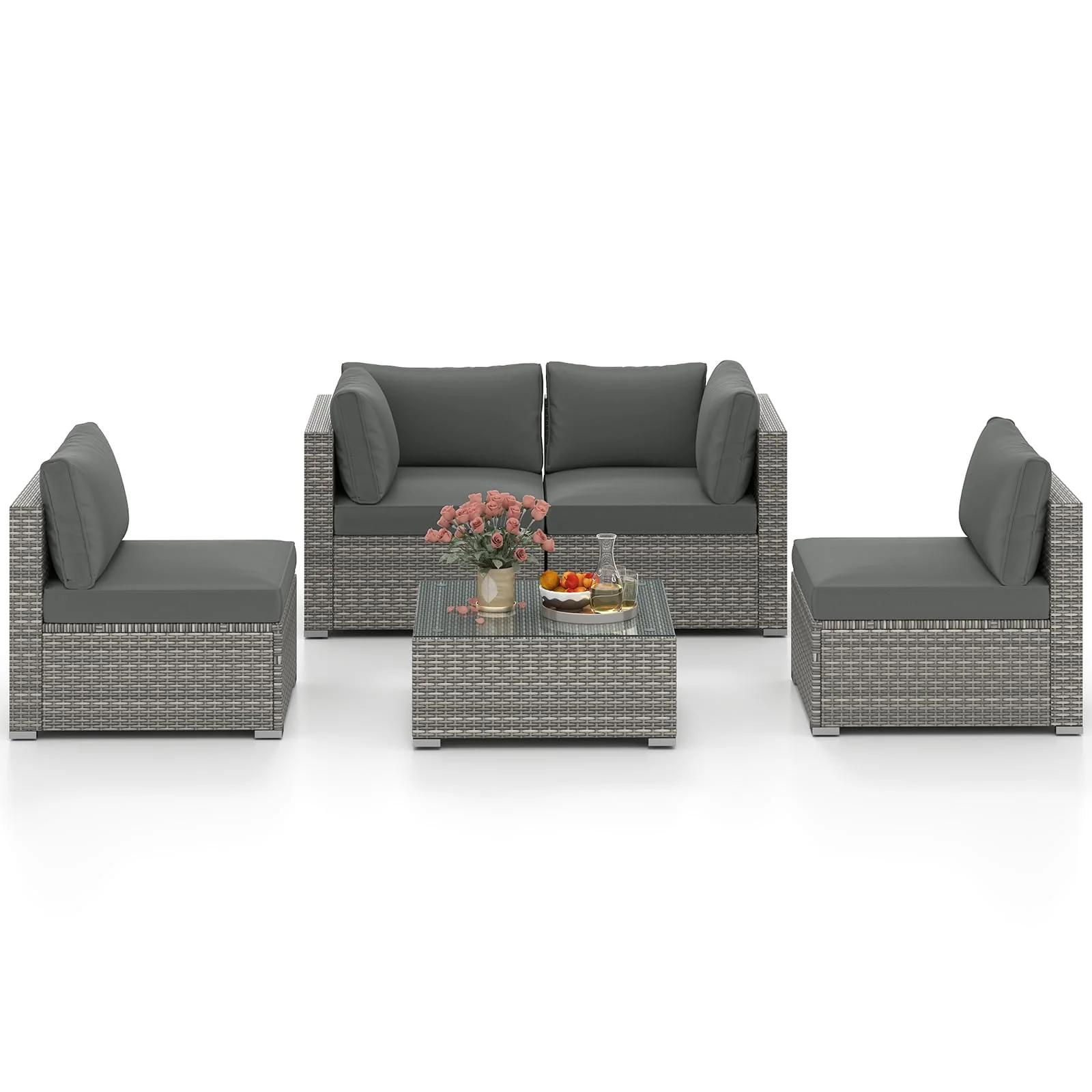 Tangkula 5-Piece Outdoor Patio Sectional Sofa Couch - Image 10