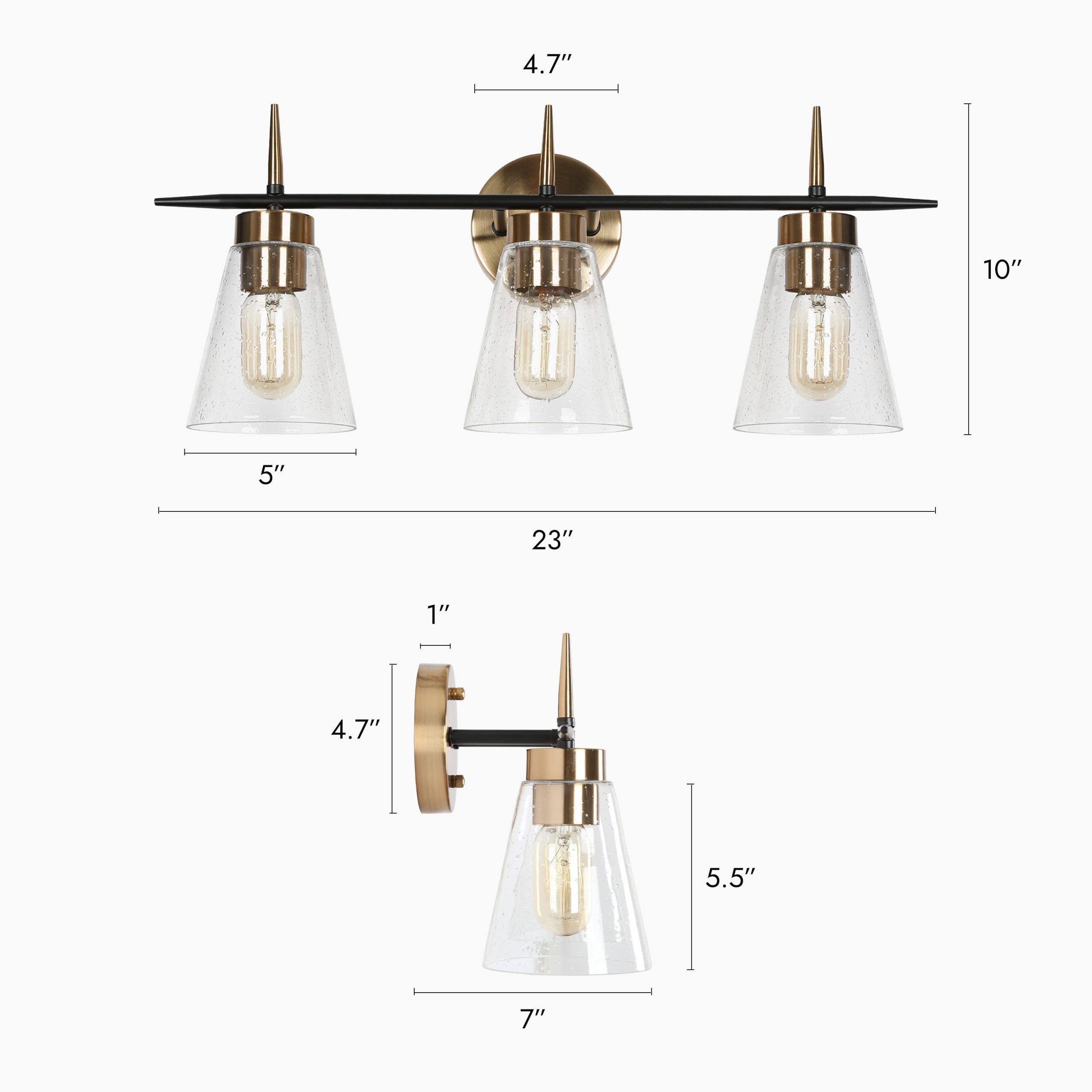Uolfin 23-in 3 Light Matte Multiple colors Modern/contemporary Bathroom Vanity light - Image 4