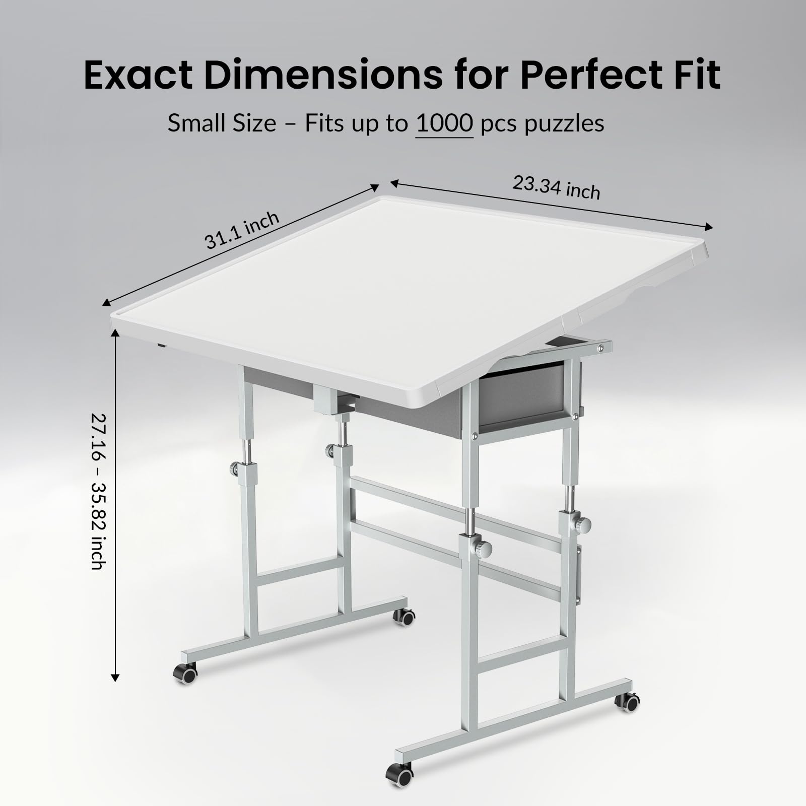 1000 Piece Light-Weight Adjustable Jigsaw Plastic Puzzle Table for Adults, 22.44"×30.20"Puzzle Board with 4 Drawers&Protective Cover,45-Degree Any-Angle Tilt for Leisure,Laptop Table for Couch - Image 2