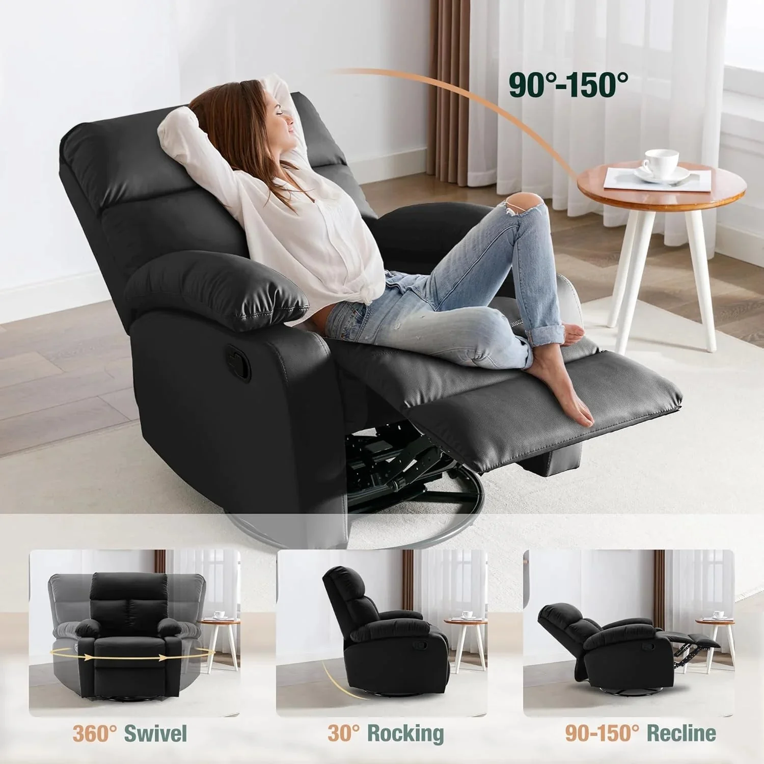 Small Swivel Rocker Recliner Chair for Compact Spaces - Image 35