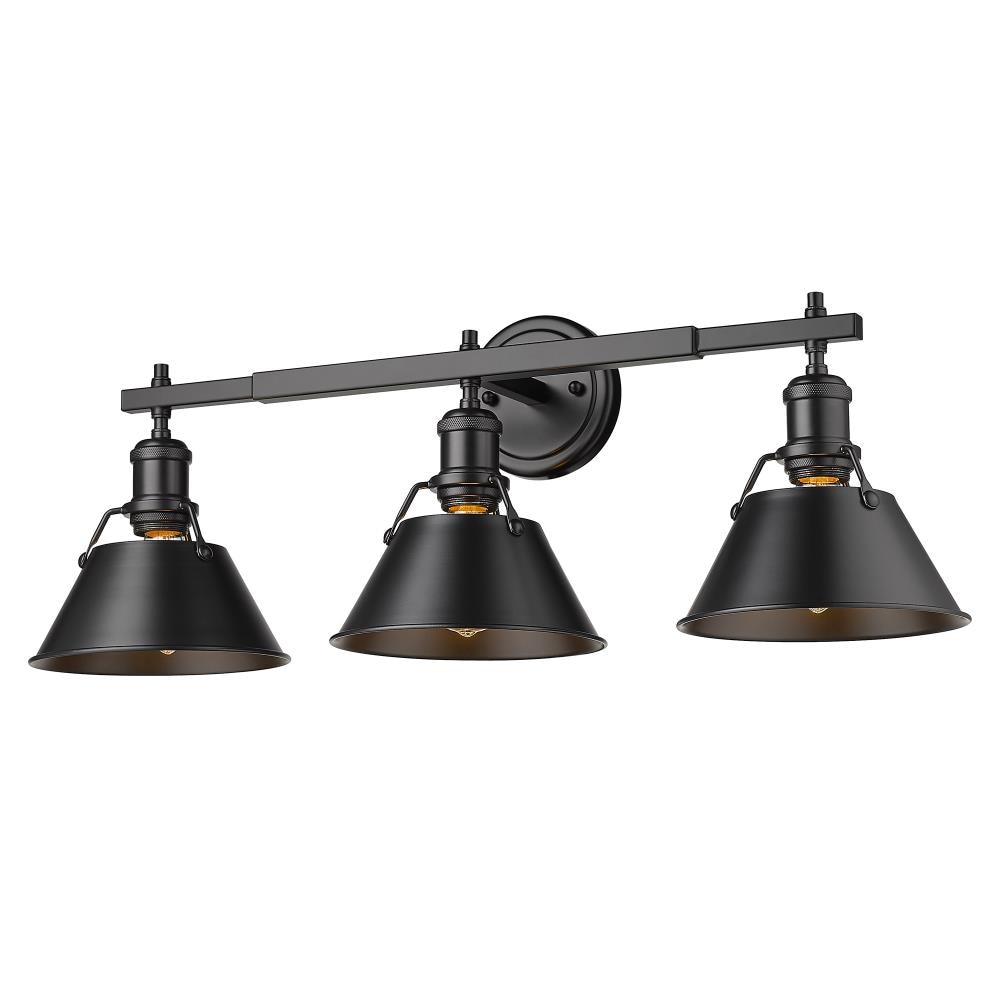 Golden Lighting Orwell 27.25-in 3 Light Matte Black Transitional Bathroom Vanity light - Image 4
