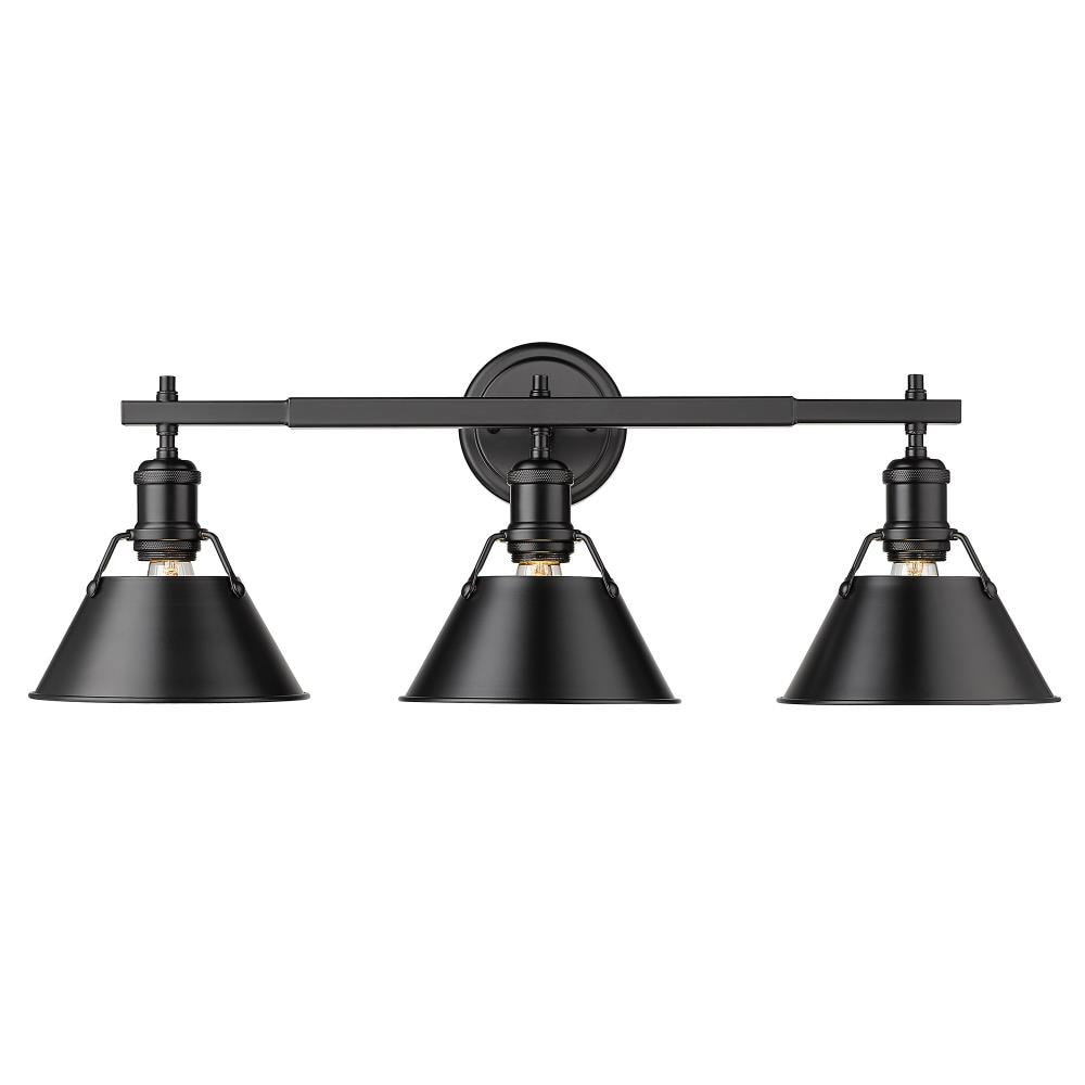Golden Lighting Orwell 27.25-in 3 Light Matte Black Transitional Bathroom Vanity light