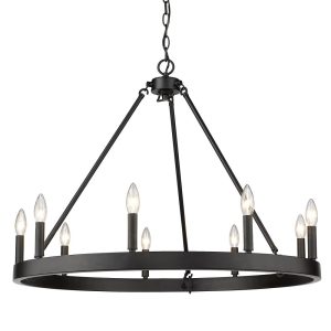 Golden Lighting Alastair 9 -Light Matte Black Metal Chandelier