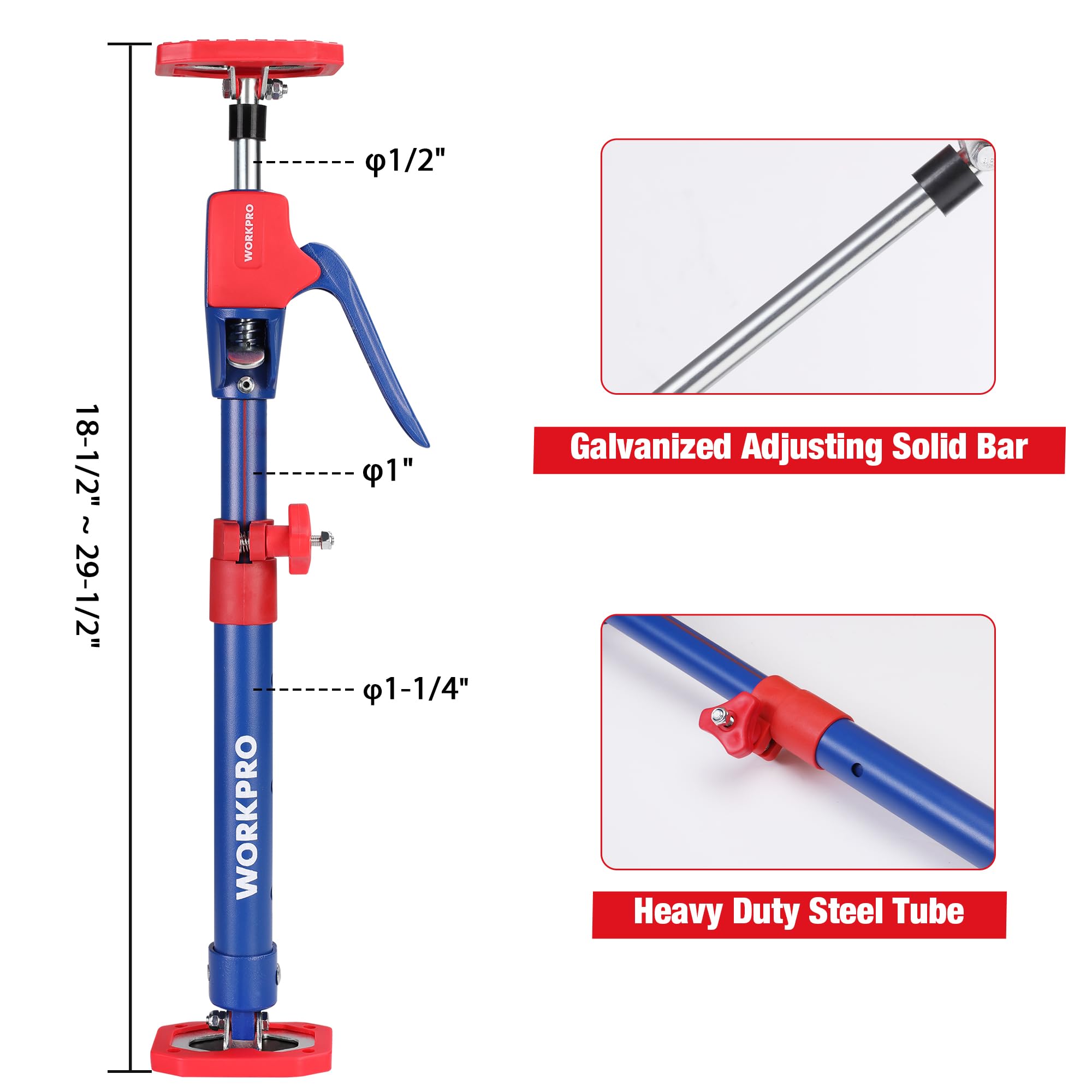 WORKPRO Cabinet Jack Support Pole, 23-5/8" to 45-1/4" Adjustable, 154 lbs, 2-Pack - Image 2
