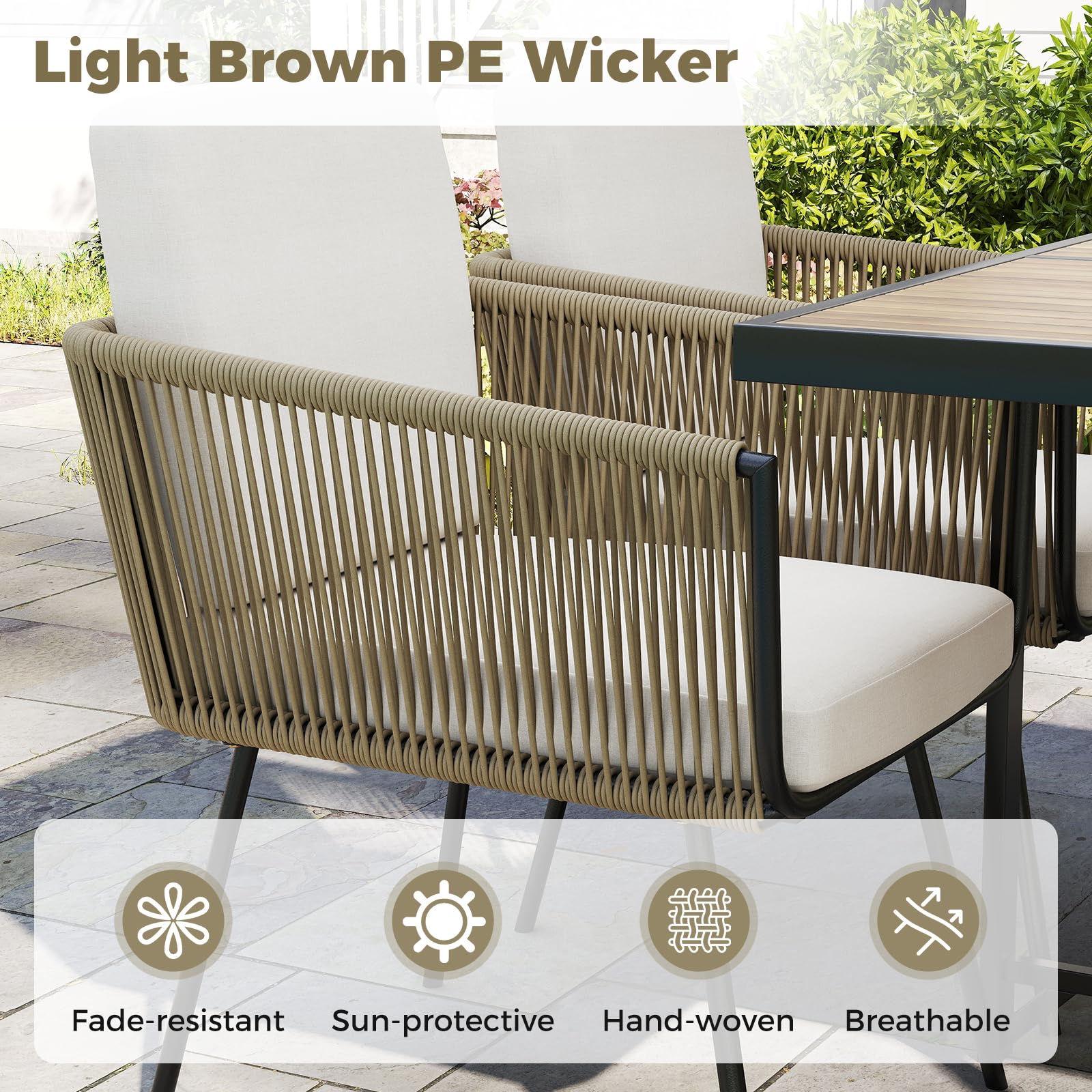 Tangkula Outdoor Rectangular Table and Chairs with Acacia Wood Tabletop - Image 2