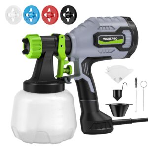 WORKPRO 600W HVLP Paint Sprayer with 4 Nozzles, 3 Spray Patterns & Adjustable Flow