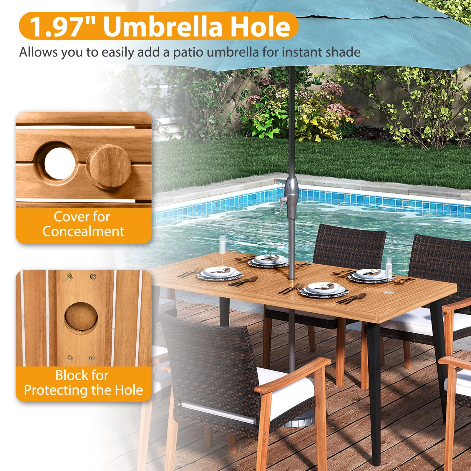 Tangkula 7 Pieces Patio Dining Table Set for Garden - Image 4