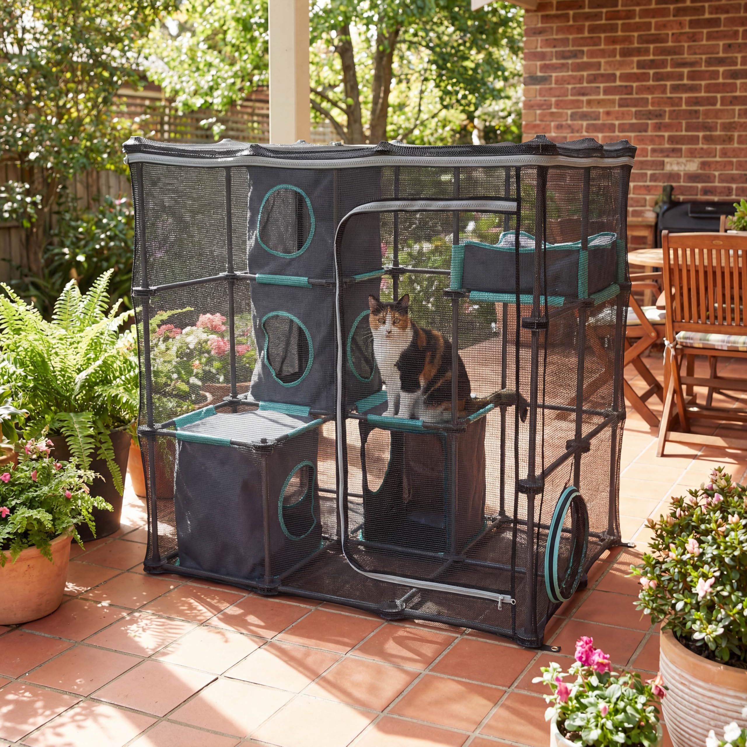 Kitty City Outdoor Catio Furniture & Play Kits for Cats - Outdoor Mega Kit, Exterior Cat Enclosure & Playpen, Catio for Enclosed Outside or Indoor Exploring, Kitten Exercise Pen or Kennel, Kitty Tent - Image 2