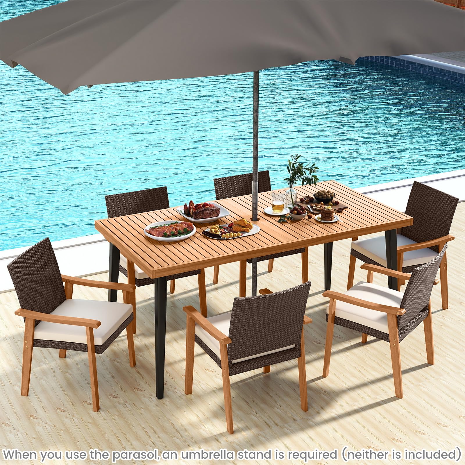 Tangkula 7 Pieces Patio Dining Table Set for Garden - Image 2