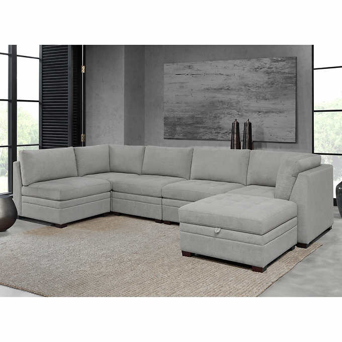 Thomasville Tisdale Fabric Sectional with Storage Ottoman - Image 12