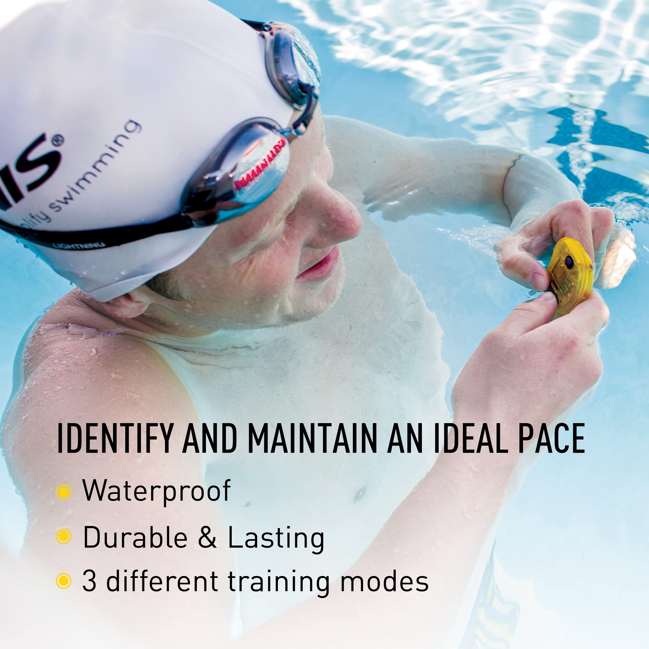 FINIS Tempo Trainer Pro - Waterproof Audible Swim Metronome - Adjustable Stroke Tempo - 3 Training Modes, Yellow/Black - Image 3