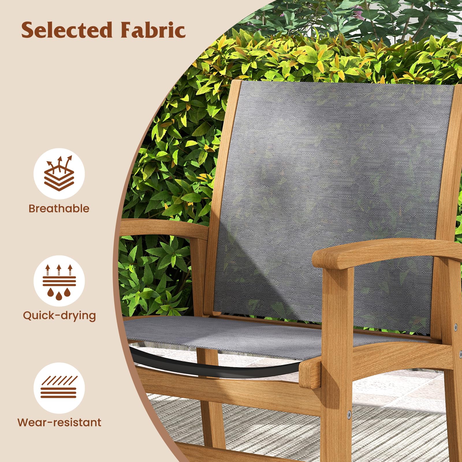 Tangkula 9 Pieces Acacia Wood Patio Dining Set for 6-8 - Image 8