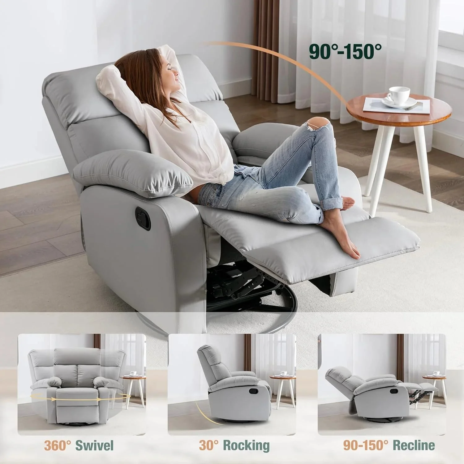 Small Swivel Rocker Recliner Chair for Compact Spaces - Image 48