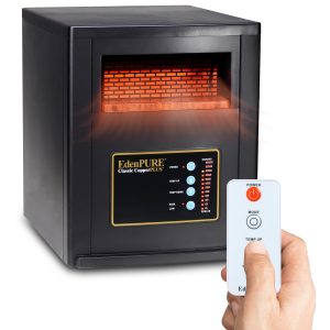 EdenPURE CopperPLUS Infrared Heaters for Indoor Use Portable 1000 Sq Ft 1500W Energy Efficient Indoor Heating, Tip Over Protection, Quiet Remote 24 Settings - Portable Wheels Home Office & Bedroom