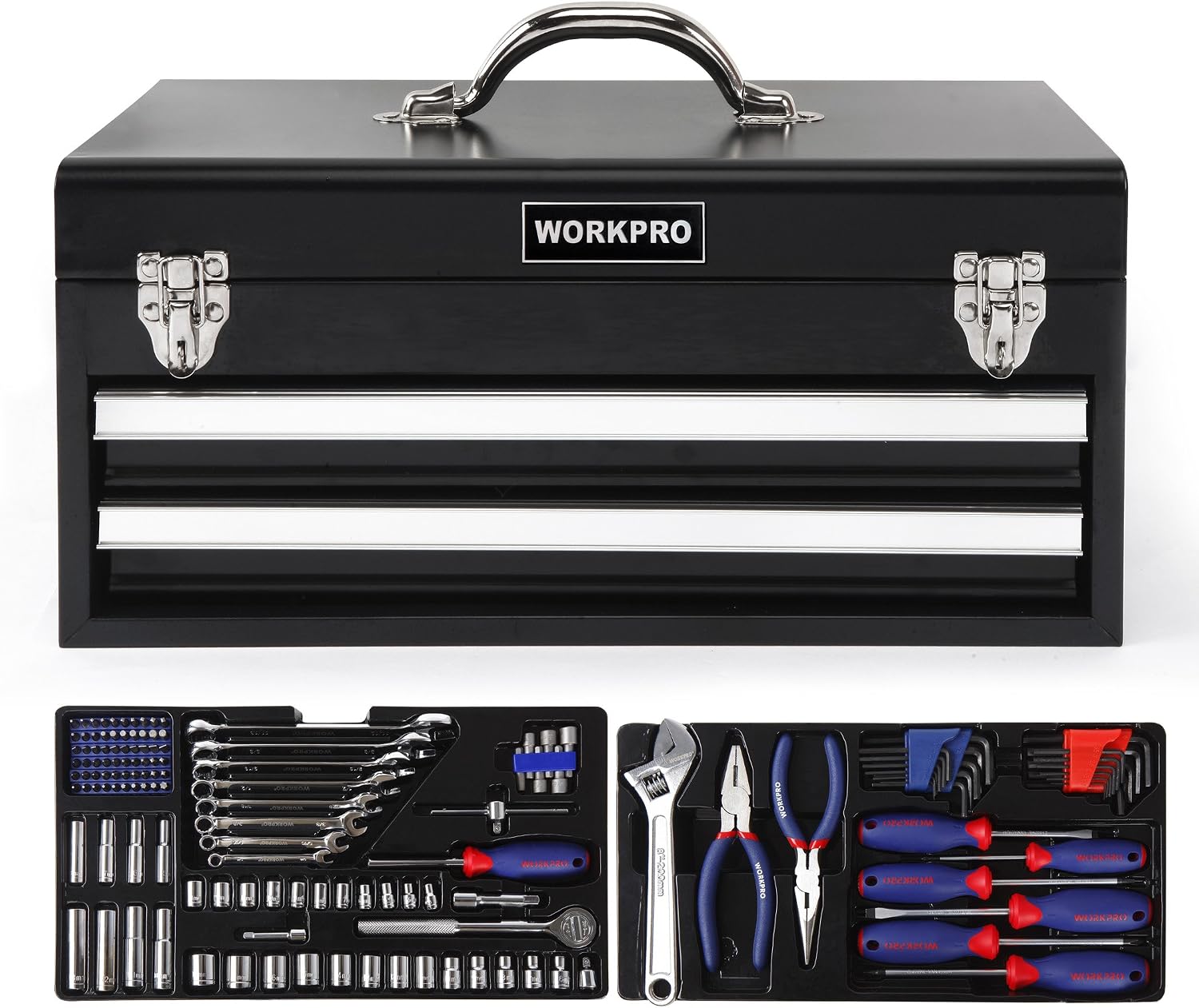 WORKPRO 239-Piece Household Tool Set with 2-Layer Drawers Heavy Duty Metal Box - Perfect for Household, DIY, Auto - Image 3