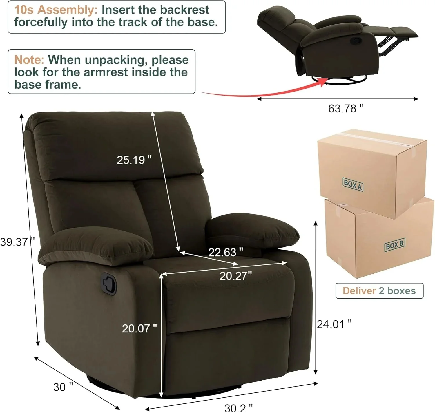 Small Swivel Rocker Recliner Chair for Compact Spaces - Image 24