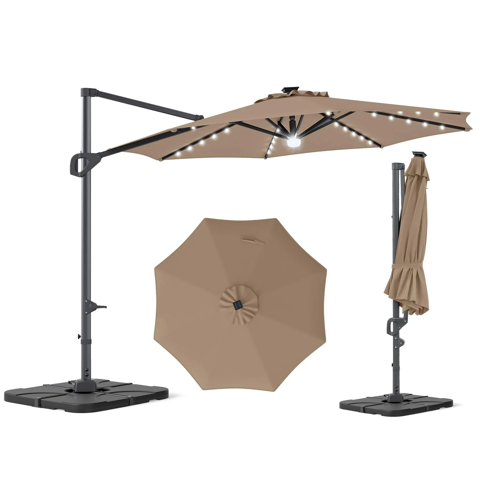 Tangkula 10 FT Solar Patio Umbrella with Base Included - Image 11