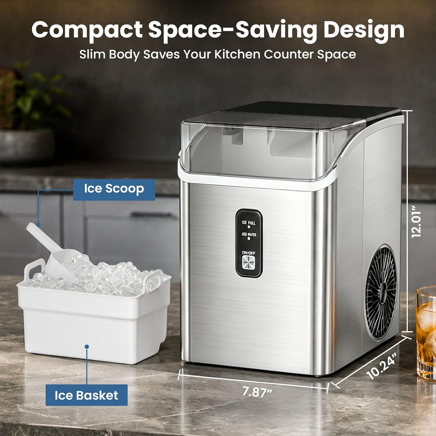 35 lb Nugget Ice Maker Countertop, Self-Cleaning IM5815NG - Image 13