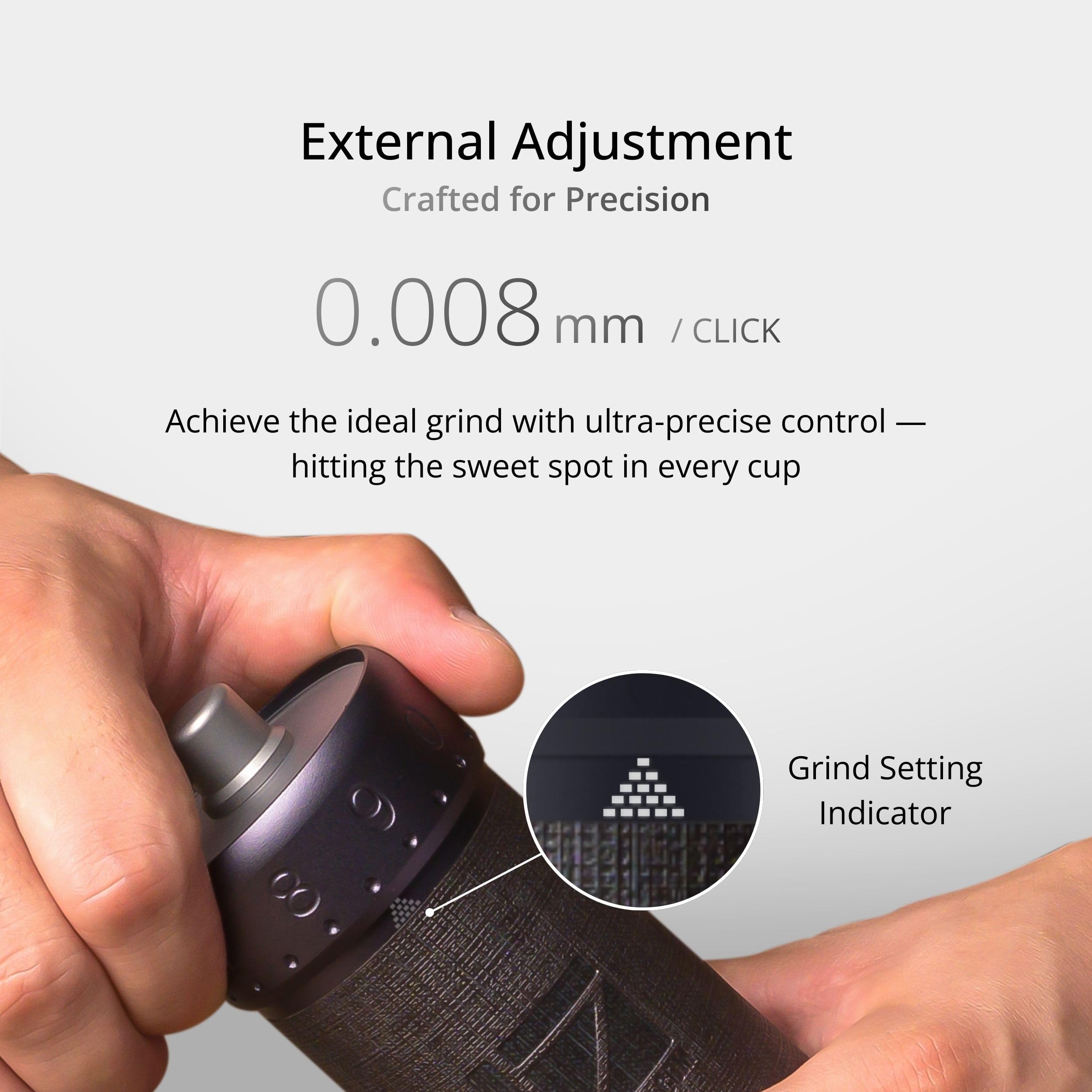 1Zpresso J-Ultra Manual Coffee Grinder Iron Gray, Conical Burr, Foldable Handle, Magnet Catch Cup Capacity 40g, Numerical Adjustable Finely Setting, Faster Grinding Efficiency Ideal for Espresso - Image 3