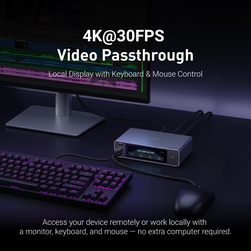 GL.iNet Comet X (GL-RM4PE) Quad-Port Remote KVM for Home Lab and IT Pro PoE powered 4-port KVM, Self-Hosted, 4 HDMI, 4K 30Hz loop-out, 64 GB eMMC, touchscreen, B2B, IT, Local Control, Rack-Ready - Image 4