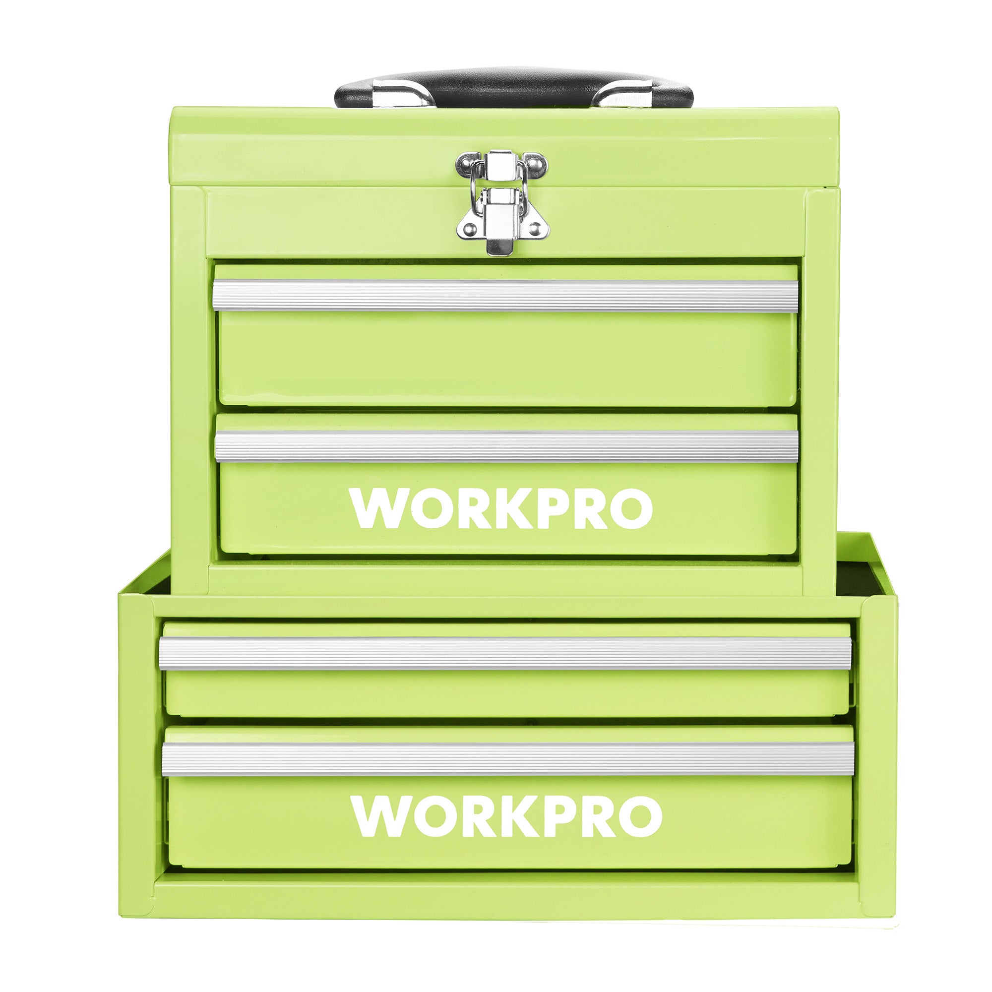 WORKPRO Portable & 12.5" Mini Metal Tool Box, Top Tool Chest Containing Two Drawers, Macaron Green - Image 2