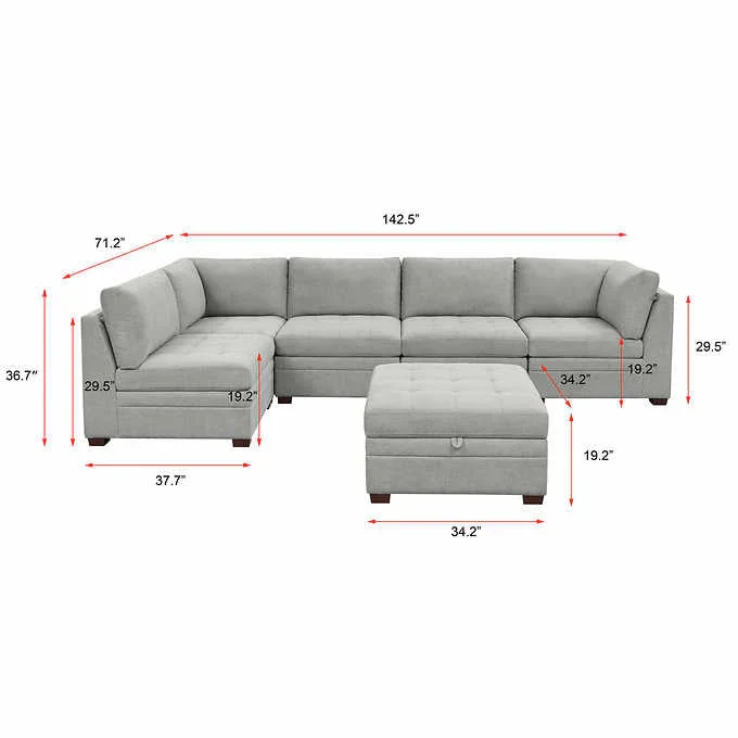 Thomasville Tisdale Fabric Sectional with Storage Ottoman - Image 13