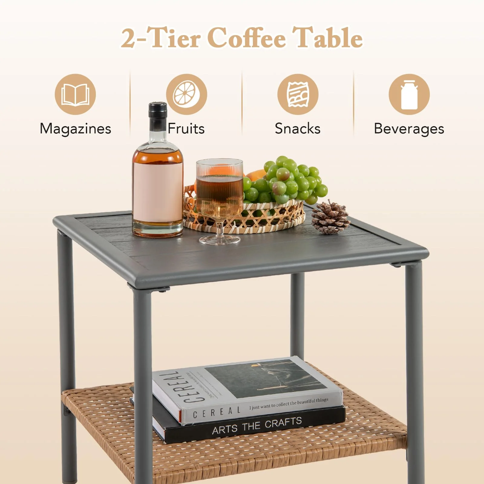 Tangkula 3 Pieces Corner Patio Furniture Set, PE Rattan L-Shaped Cushioned Sofa Set with Small Coffee Table - Image 6