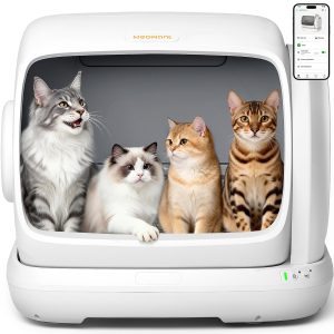 Meowant Self-Cleaning Cat Litter Box, 106L Large Capacity for Multiple Cats Anti-Pinch Automatic Cat Litter Box,Low Entrance,Safety Sensor Protection,APP Control,Health Monitor,Odor Free,Ultra Quiet