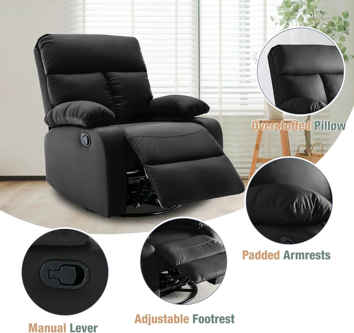 Small Swivel Rocker Recliner Chair for Compact Spaces - Image 34