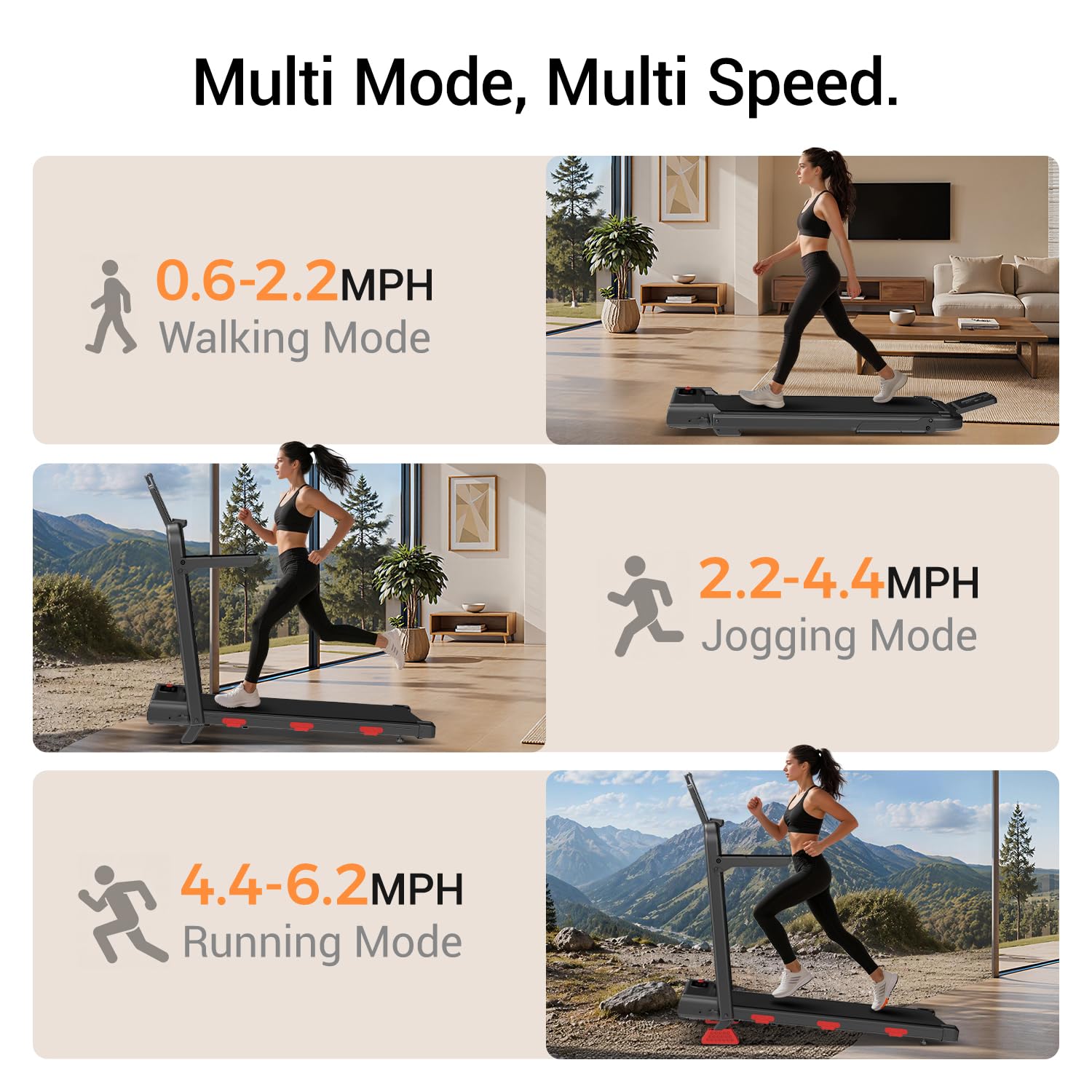 LONTEK 15% Incline Walking Pad Treadmill with Handles, Treadmills for Home Non-slip Handrail, Foldable, Portable, 3.0HP Quiet Brushless, LED Display, Remote Control, 350 LBS Capacity - Image 3