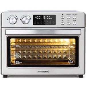 28QT Air Fryer Toaster Oven Combo, Next-Gen HeatWave Convection, Silver 12-in-1 Extra Large Convection Countertop Oven with Rotisserie, Fits 11" Pizza, 6 Accessories, 360° Airflow, 3-Layer, 1700W