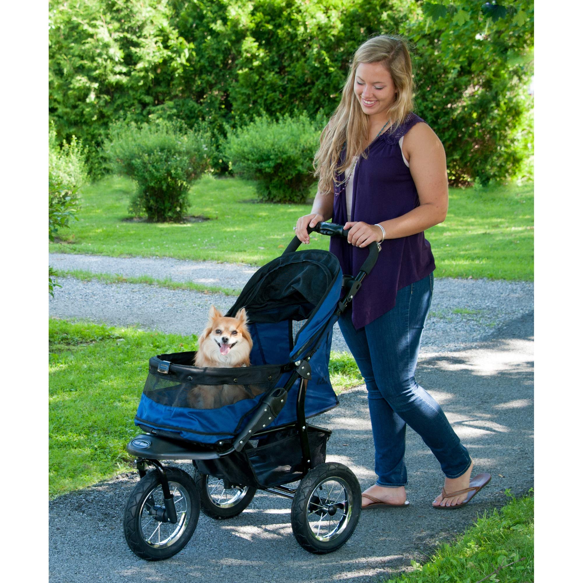 Pet Gear No-Zip Jogger Pet Stroller for Cats/Dogs, Navy Zipperless Entry, Airless Tires, Easy One-Hand Fold, Cup Holder + Storage Basket - Image 3