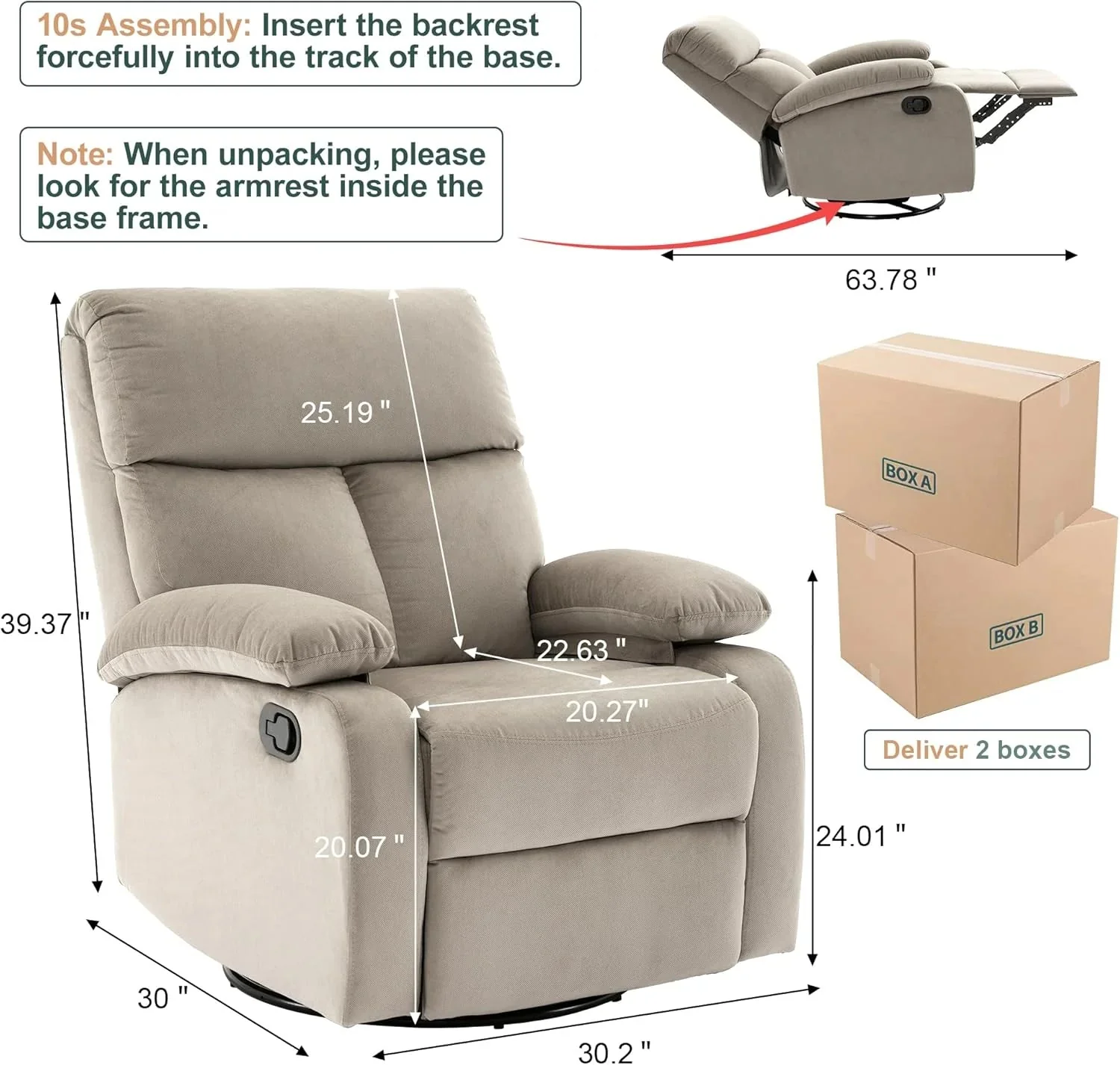 Small Swivel Rocker Recliner Chair for Compact Spaces - Image 39