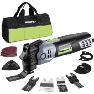 WORKPRO 400W Oscillating Multi-Tool, 6-Speed Corded Power Saw with LED Light, Quick Blade Change, 3.5&deg; Oscillation Angle, 23 Accessories for Cutting, Sanding, Scraping