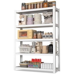 WORKPRO 5-Tier White Shelving with Board, 36.2&rdquo;Wx16.5&rdquo;Dx72&rdquo;H, 3000LBS Load