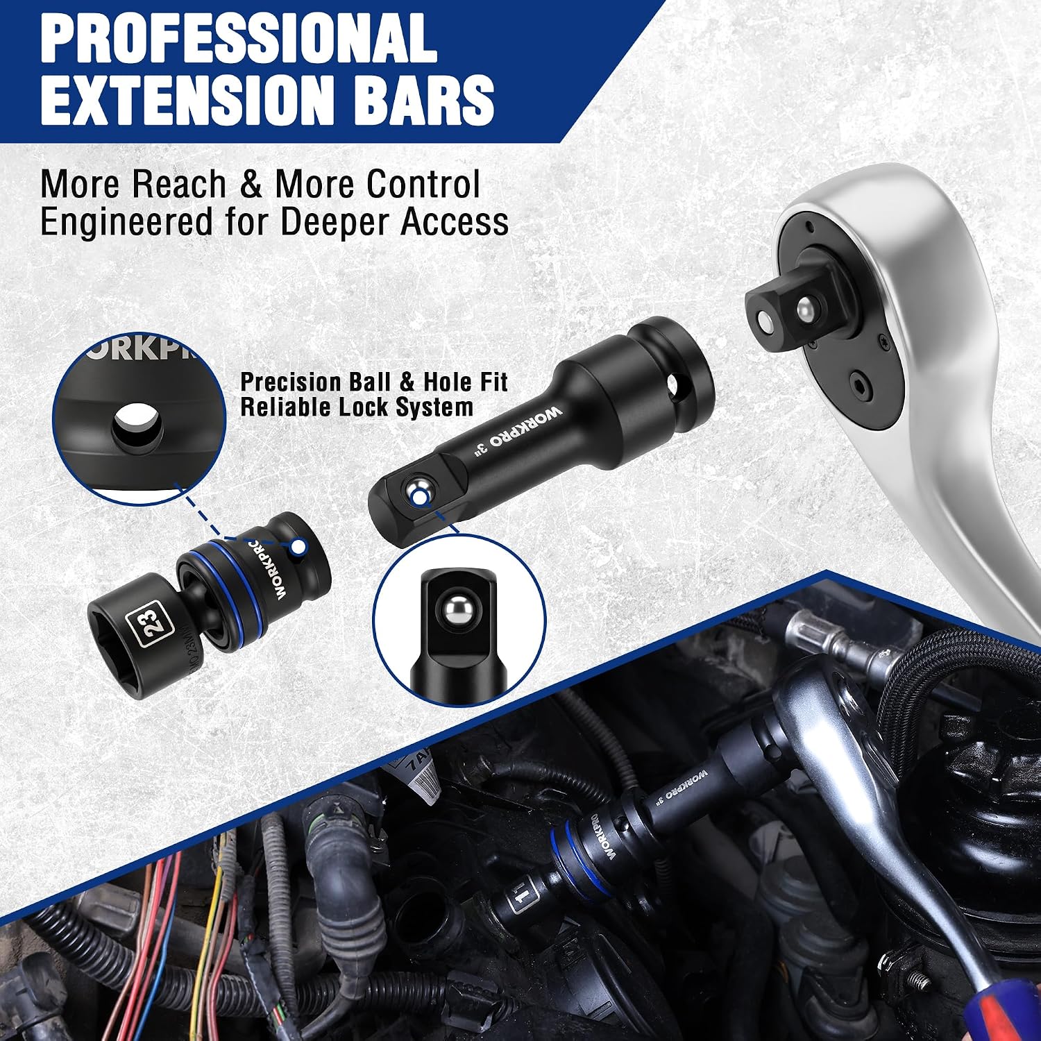 WORKPRO 18-Piece 1/2" Dr. Universal Impact Socket Set, Metric - Image 7