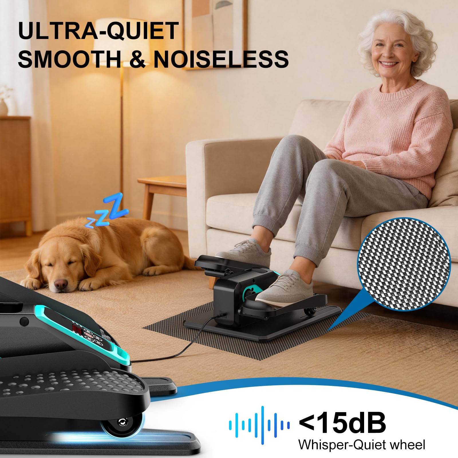 Under Desk Elliptical Leg Exerciser While Sitting for Seniors 018 Peddler Exerciser with RF Remote,12 Speeds Manual Auto Mode, Non-Slip Mat, Foot Pedal Machine for Home Office - Image 2