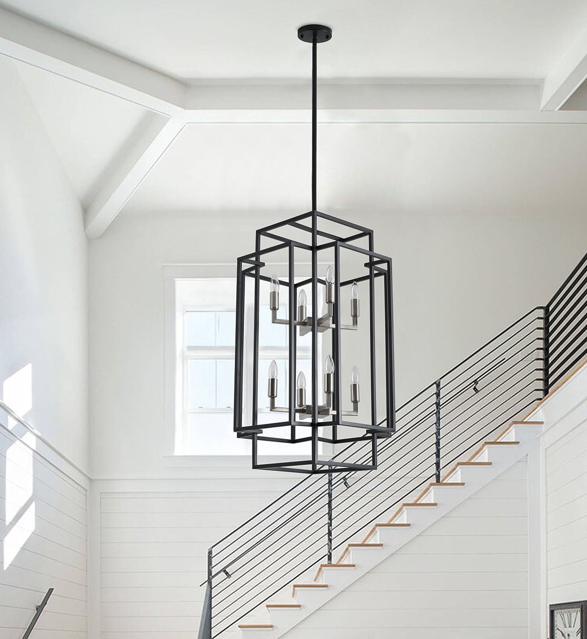 Aiwen 8 -Light Black Plug in Metal Metal Chandelier - Image 3