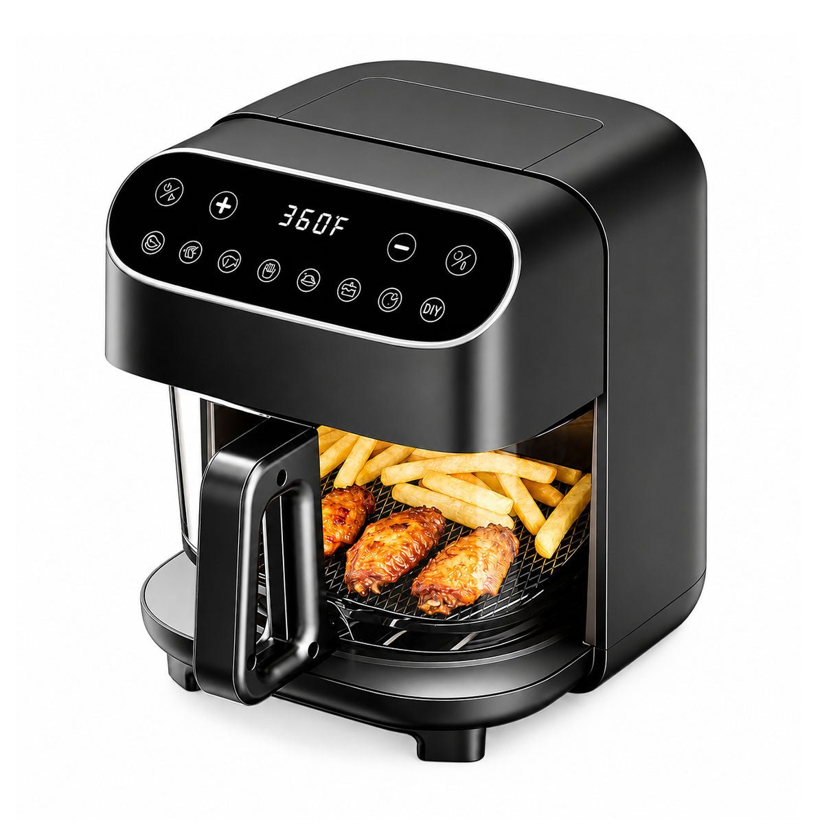 Kismile 5 Quart Glass Air Fryer, Non-Toxic PTFE-Free with 360° Visible Bowl, 8 Presets 12420KAF0 - Image 2