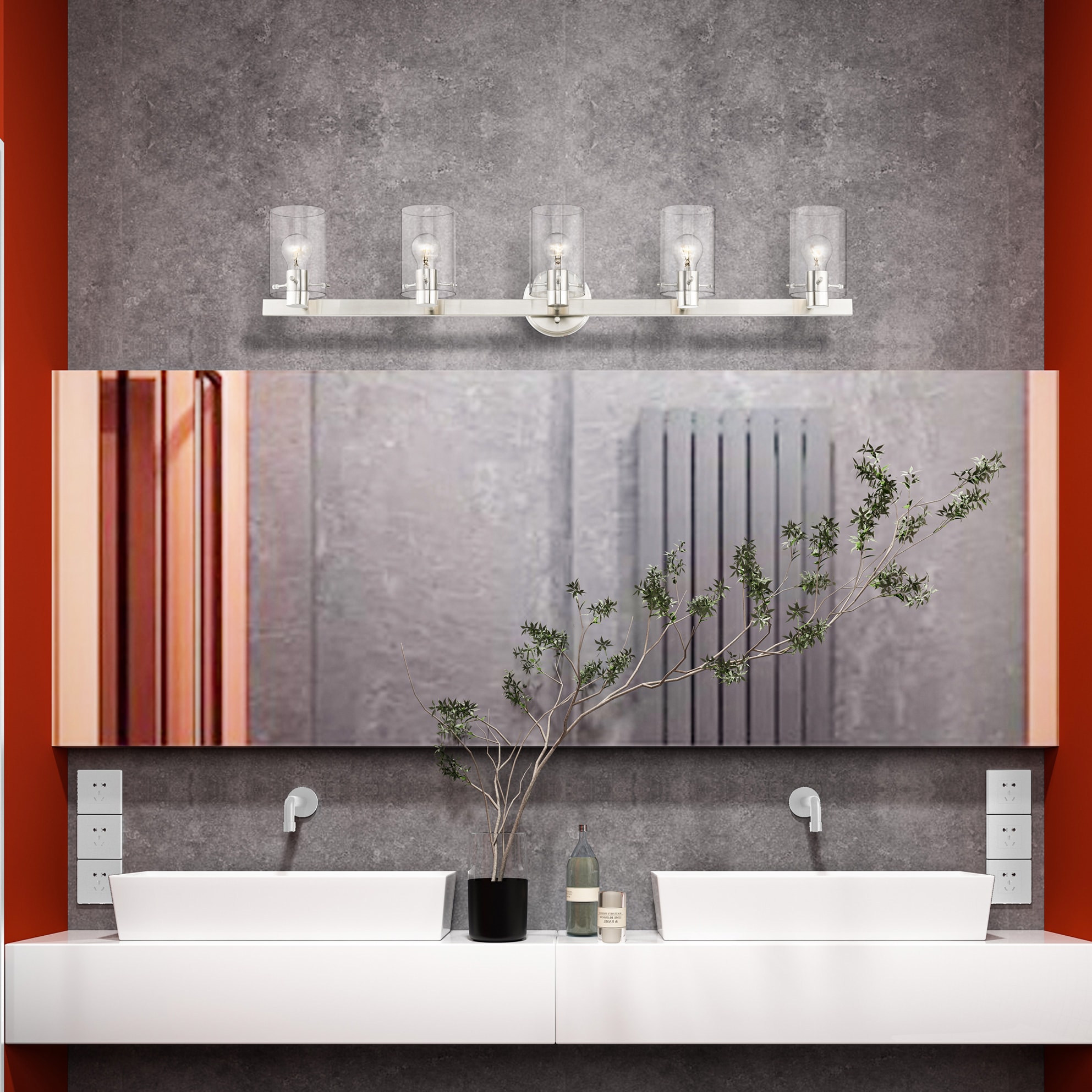 Livex Lighting Munich 42-in 5 Light Brushed Nickel Modern/contemporary Bathroom Vanity light - Image 11