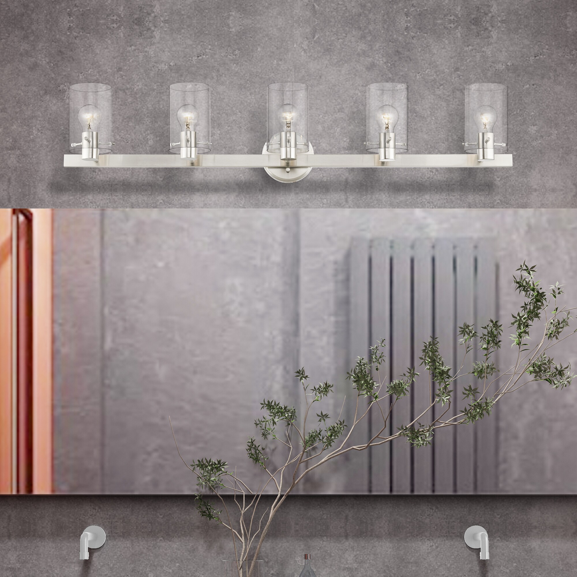 Livex Lighting Munich 42-in 5 Light Brushed Nickel Modern/contemporary Bathroom Vanity light - Image 12