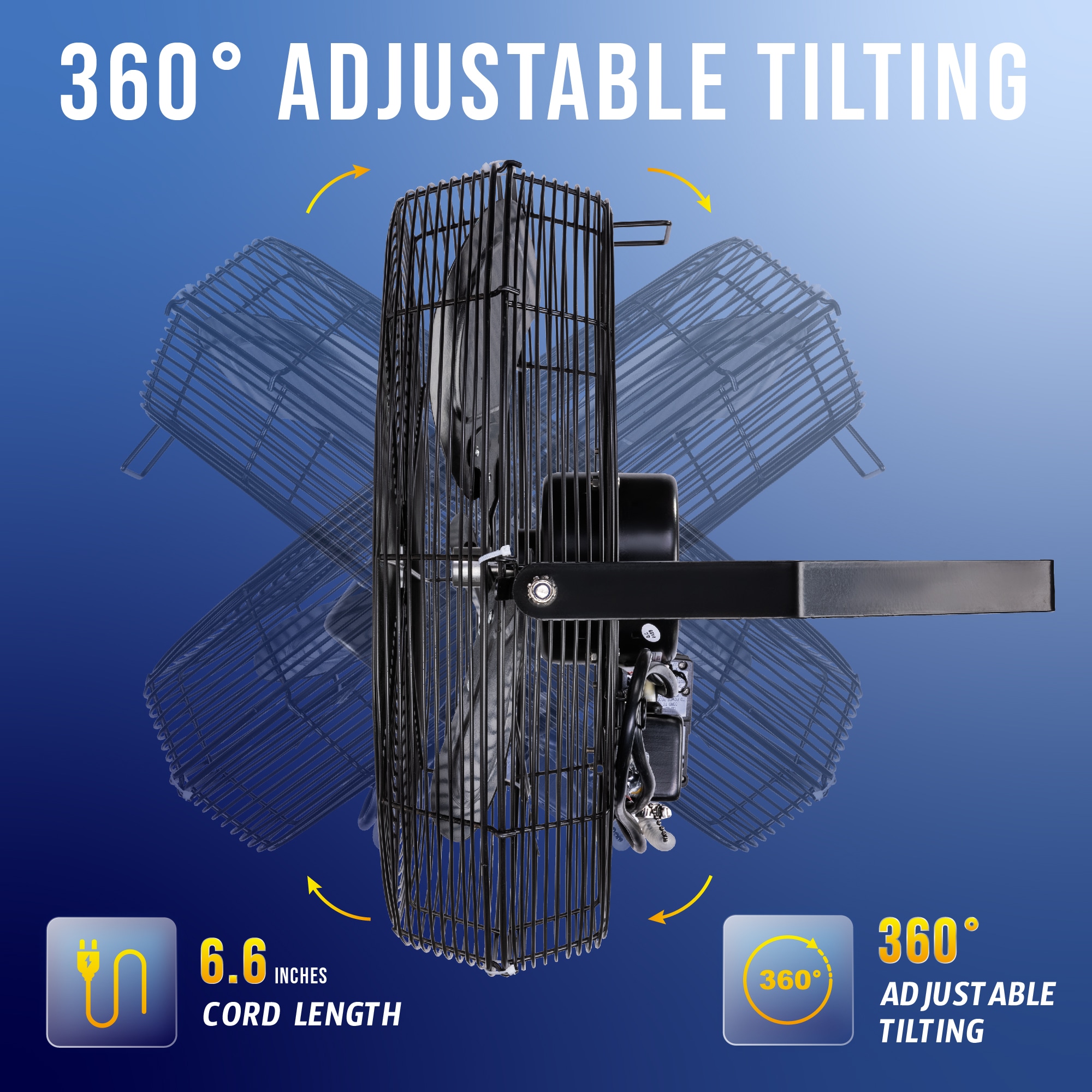 Tornado Fans Wall Fan 18-in Plug in Indoor Black Wall Mounted Fan - Image 5